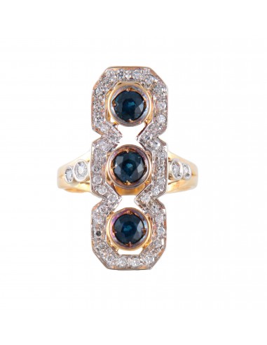 BAGUE STYLE "ART DECO" OR DIAMANTS & SAPHIRS acheter