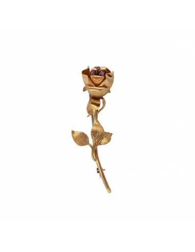 BROCHE "ROSE" OR & RUBIS la livraison gratuite