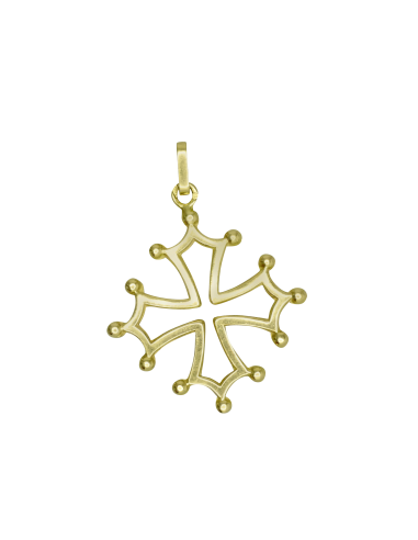 Pendentif or jaune 750 croix du Languedoc pas chere