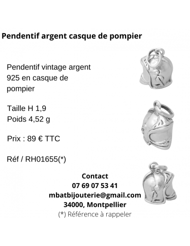 Pendentif argent casque de pompier prix