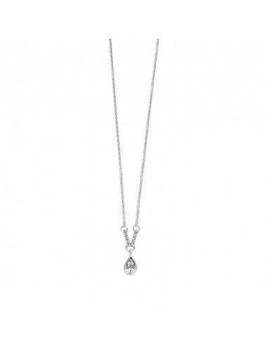 COLLIER PENDENTIF OR BLANC & ZIRCON pas cher 