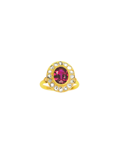 Bague en or jaune 18K avec sublime rubis en linge