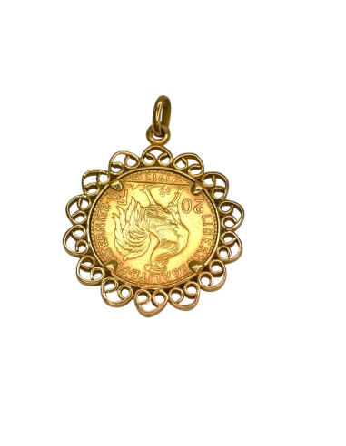 Pendentif avec pièce 20 francs coq Marianne 1912 pour bénéficier 