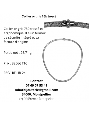 Collier or gris 18k tressé Les êtres humains sont 