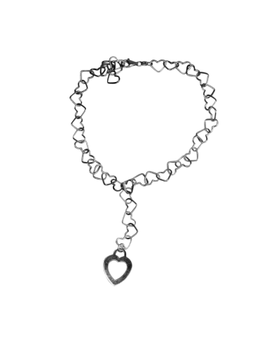 Collier en argent 925 avec des petits cœurs et un plus gros suggérées chez