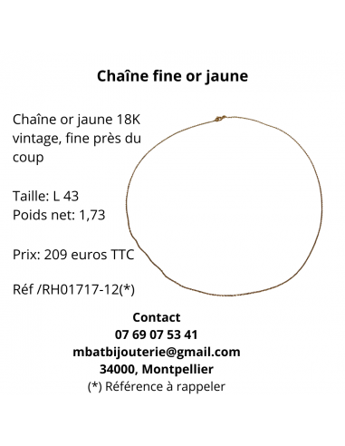 Chaîne fine or jaune de technologie