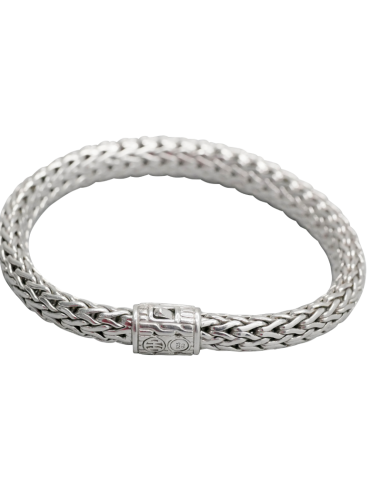 Bracelet argent mailles tressées orné de diamants de pas cher