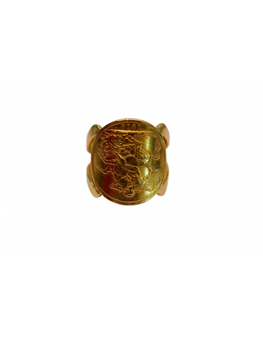 Bague en or jaune 18K montée d'une pièce datant de 1912 en linge