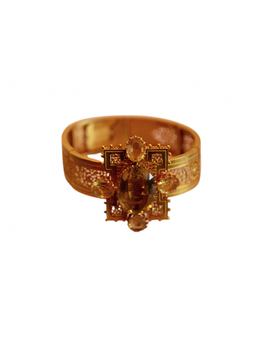 Bracelet en or 18K aux motifs élégants orné d'une citrine centrale et de 4 citrines faisant le contours Pour