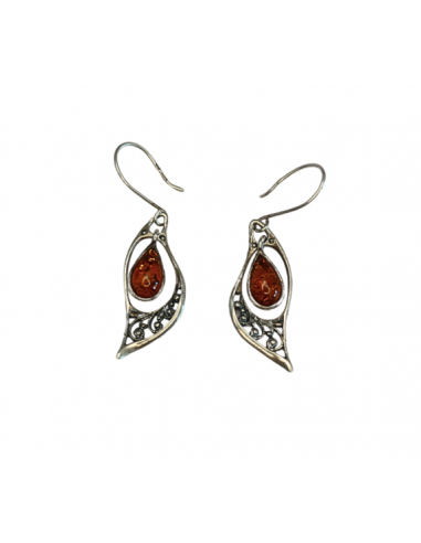 Boucles d'oreilles en argent 925 ornée de superbes ambres incrustées outlet