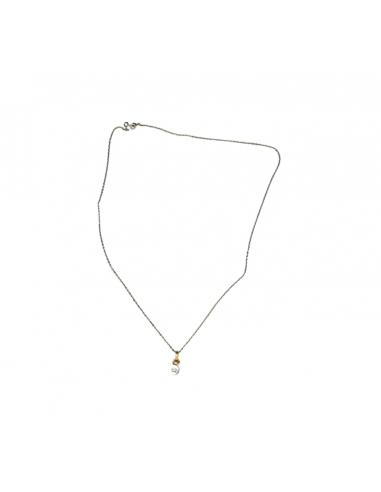 Collier en or jaune 18K avec un pendentif et sa perle le concept de la Pate a emporter 