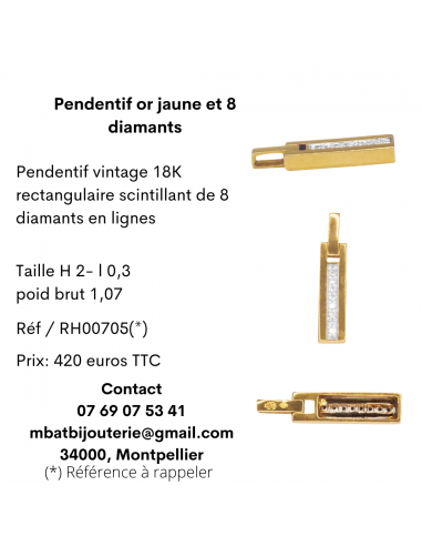 Pendentif or jaune et 8 diamants En savoir plus