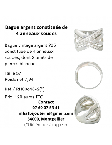 Bague argent constituée de 4 anneaux soudés Amélioration de cerveau avec