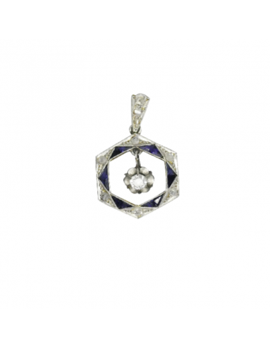 Pendentif en platine et or jaune 750 avec diamant central mobile ouvre sa boutique