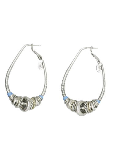 Boucles d'oreille argent Gas St Tropez ornées d'anneaux et fil bleu Livraison rapide