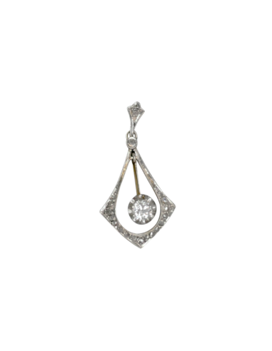 Pendentif en platine 850 et or jaune 750 avec 1 diamant central de 0,36 carat, mobile soldes