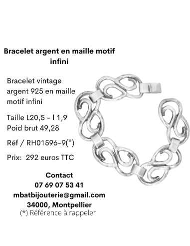 Bracelet argent en maille motif infini de France