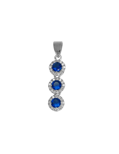 Pendentif argent serti de pierres blanches et bleues 2024