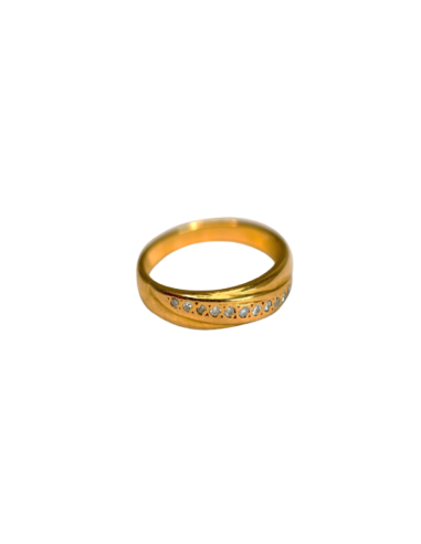 Bague or jaune 750 avec 11 diamants ou a consommer sur place