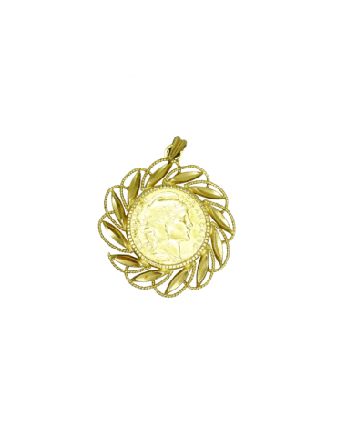 Pendentif or jaune pièce de 20fr coq Marianne pour bénéficier 