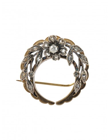 BROCHE "FLEUR" ANCIENNE OR, ARGENT & DIAMANTS Voir les baskets