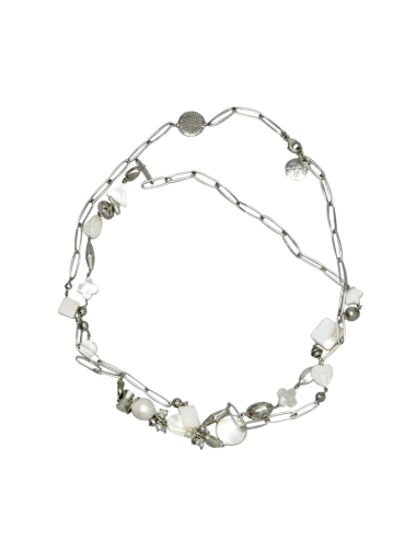 Collier argent 900 agrémenté de perles et médailles Gas St Tropez outlet