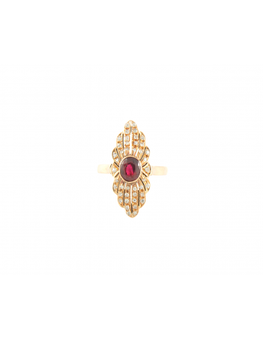 BAGUE VINTAGE OR JAUNE RUBIS ET DIAMANTS votre restaurant rapide dans 