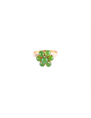 BAGUE VINTAGE "FLEUR" OR & JADE de technologie