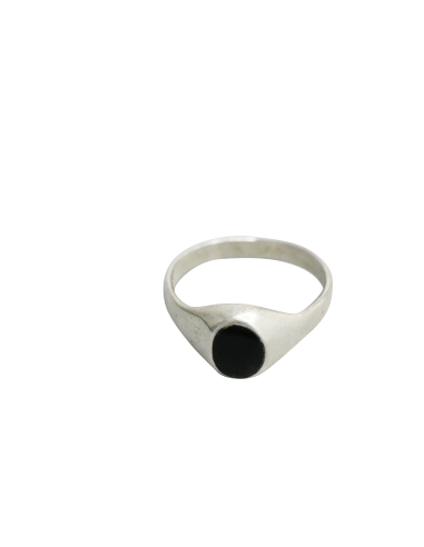 Bague argent 925 chevalière homme avec pierre noire Economisez 