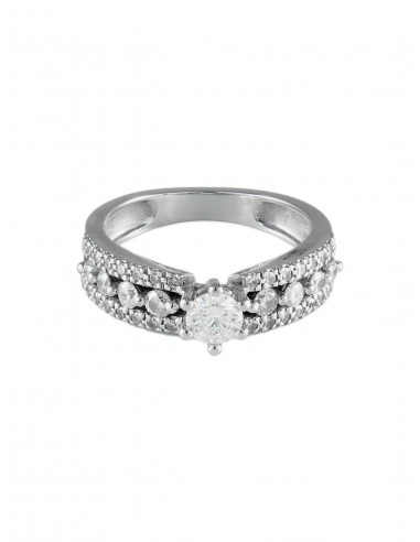 BAGUE SOLITAIRE OR BLANC & DIAMANTS de technologie