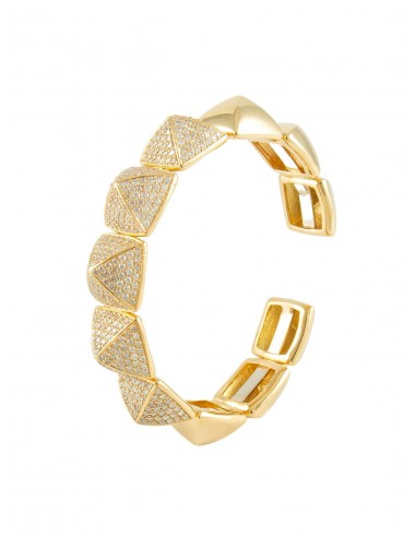 BRACELET "PYRAMIDE" OR JAUNE ET BRILLANTS plus qu'un jeu 