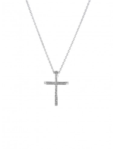 COLLIER "CROIX" OR BLANC & DIAMANTS de France