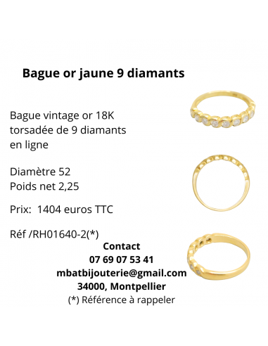 Bague or jaune 750, 9 diamants Les magasins à Paris