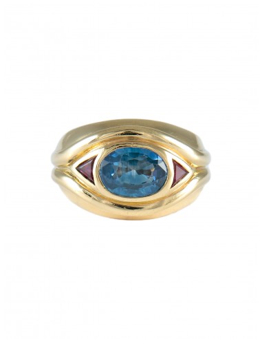 BAGUE " BLUE-EYE" OR & PIERRES l'achat 