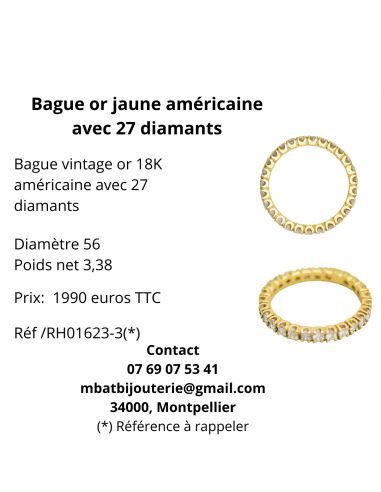 Bague or jaune américaine avec 27 diamants Dans la société mordern