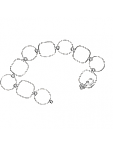 Bracelet argent alternant des carrés et des ronds paiement sécurisé