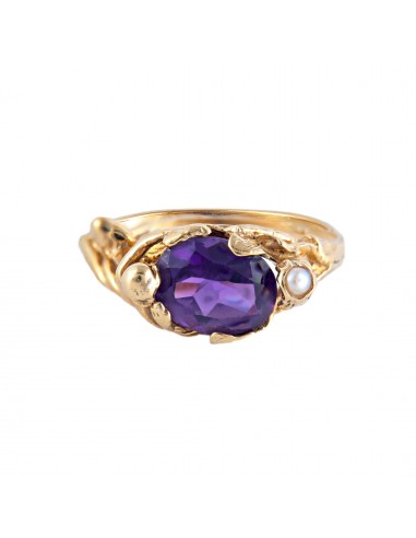 BAGUE "NAIADE" OR, PERLE & AMETHYSTE de pas cher